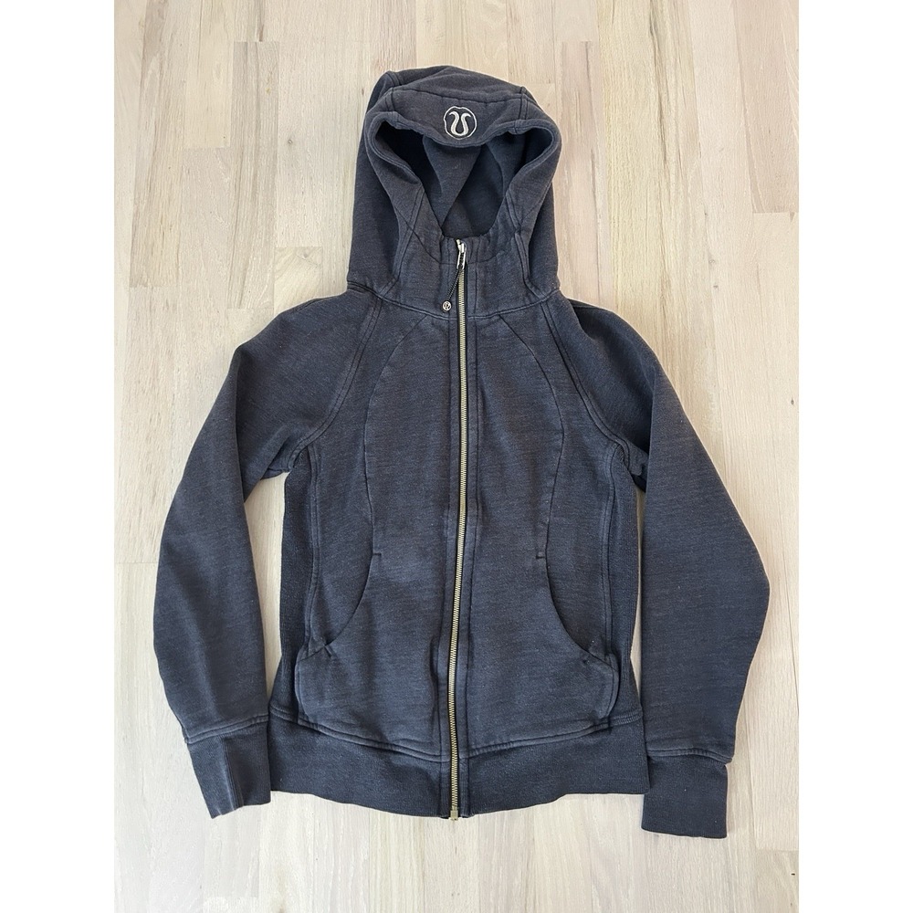 LULULEMON Scuba Gray Cotton Blend Zip Up Hoodie Fits 4/6 Sz S/M No Tags